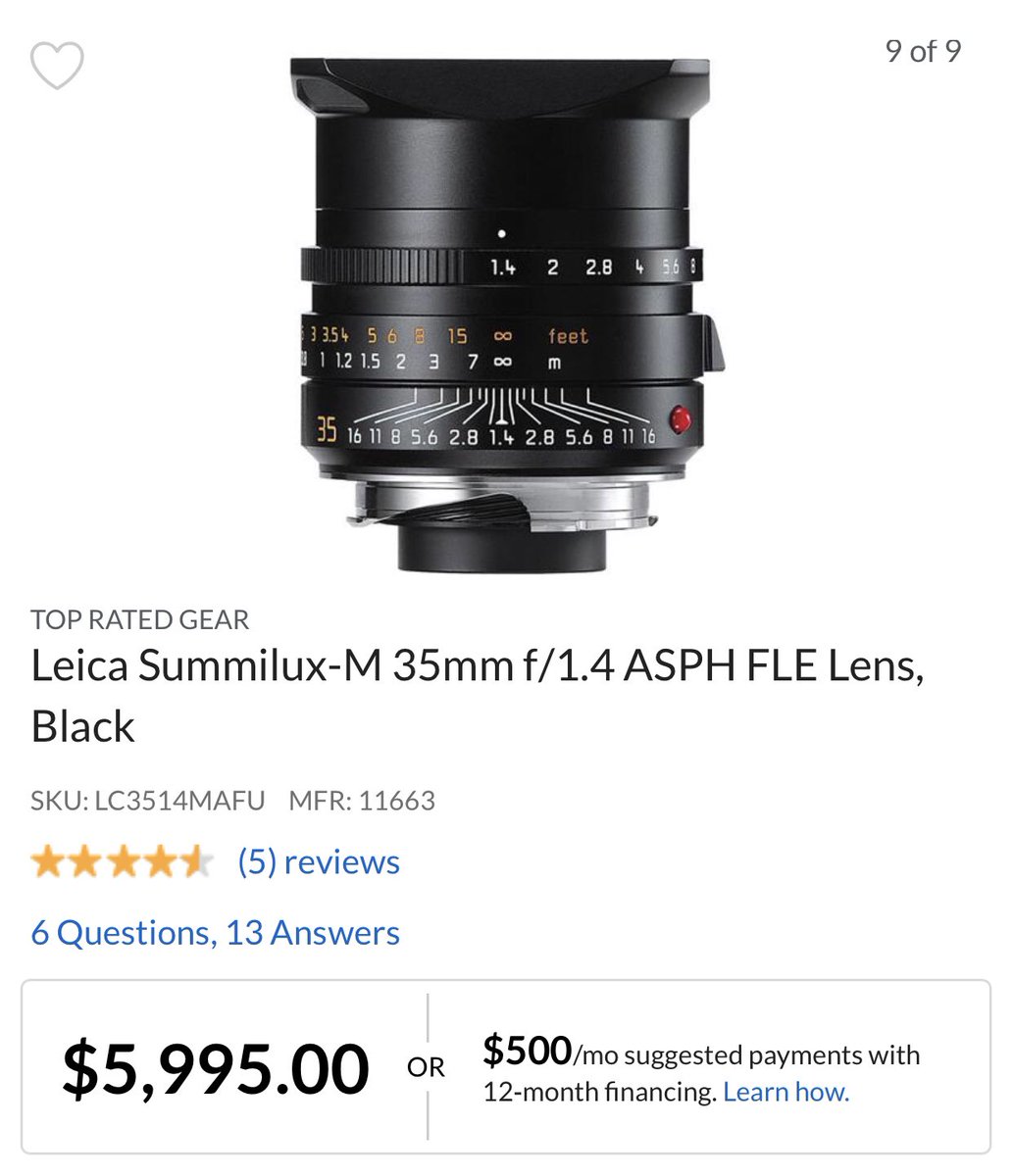 ราคากล้อง 290,000 ว่าน่าตกใจแล้ว แต่เลนส์ที่แม่บาร์ซื้อให้ก็ไม่ธรรมดา

Leica Summilux-M 35mm f/1.4 ราคา 196,990 บาทนาจา

#LISA #TheLalisaDay #OurGemLalisaDay