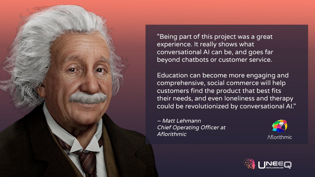 UneeQAI's tweet photo. How do you replicate Albert Einstein's voice? The team at @aflorithmic were up for the challenge, and we couldn't be happier to have worked with them on #DigitalEinstein.
But don't just take our word for it; check out what @TechCrunch has to say!👇🤩
https://t.co/GAh1MUFPhl https://t.co/DLIM1rjC7T