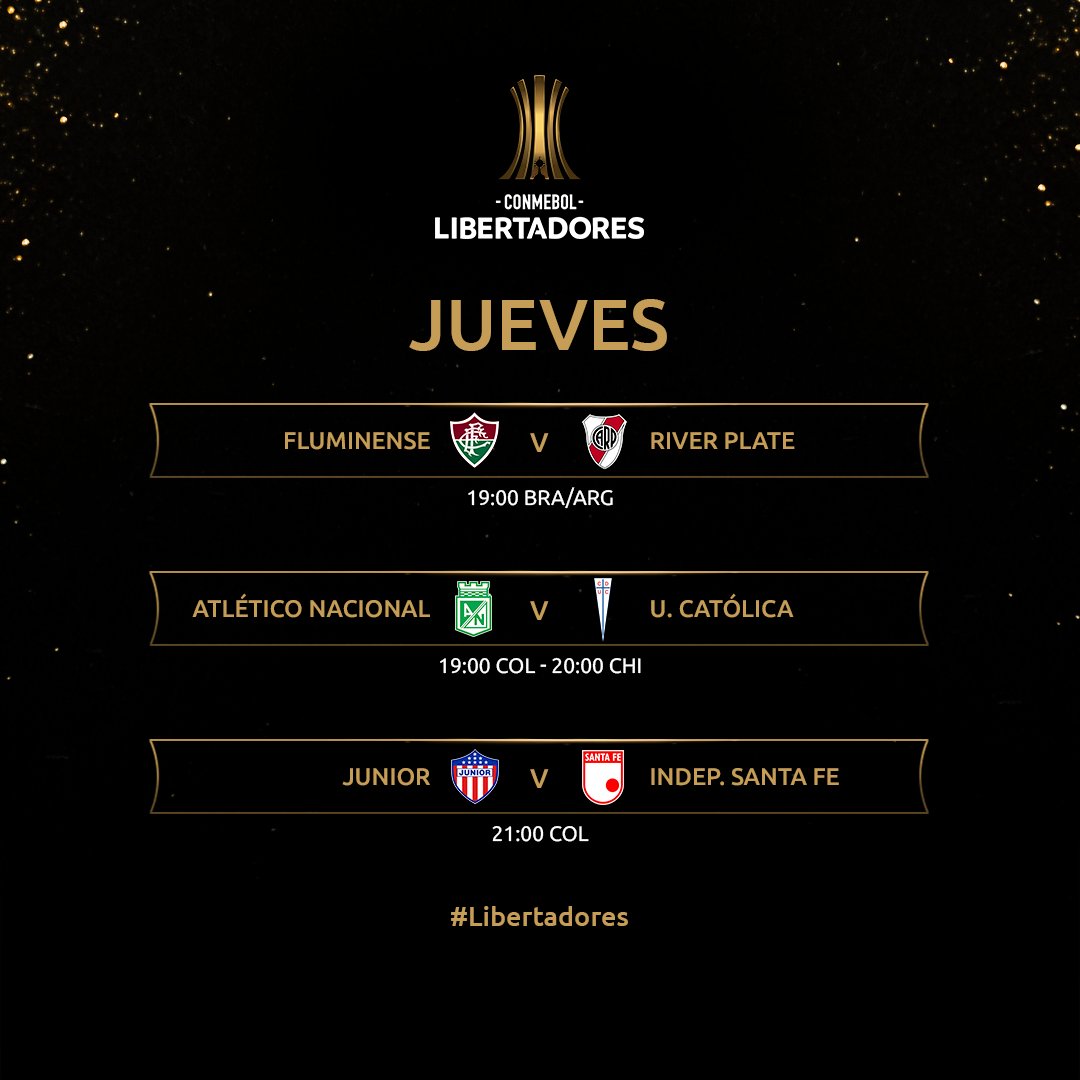 Twitter 上的 CONMEBOL Libertadores："🏆 ¡Hoy culmina la primera de la Fase de Grupos de la 👊 🗓️ Estos son los 3⃣ partidos que se jugarán este jueves en la CONMEBOL #