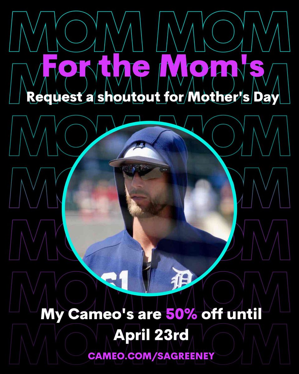 50% off all Mother’s Day <a href="/BookCameo/">Cameo</a> remaining proceeds will be going directly to breast cancer awareness! For the moms!!! Let’s go!!