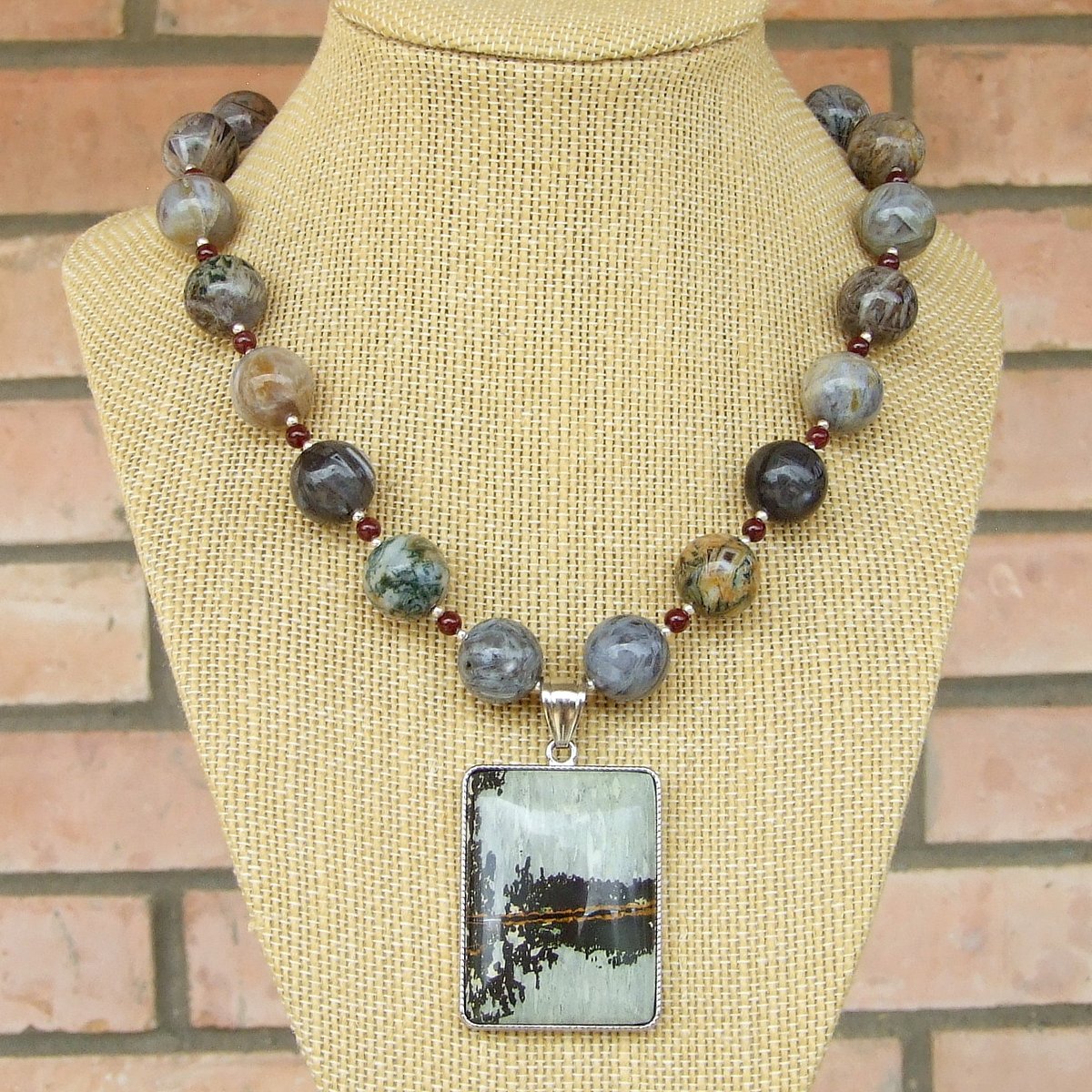 ShadowDogDesign's tweet image. New! Stunning natural nature&apos;s paintbrush #jasper pendant #necklace w/ silver lace #agate &amp;amp; red #garnet #gemstones! bit.ly/3sA5aUJ via @ShadowDogDesign #MothersDay #Handmade #GemstoneNecklace