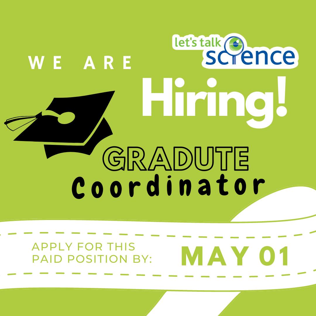 Apply to be a GRADUATE COORDINATOR. This is a CUPE Unit 3 0.71 GA-ship position and is open to all full-time graduate students! 

Apply through the link below:
docs.google.com/forms/d/e/1FAI…
