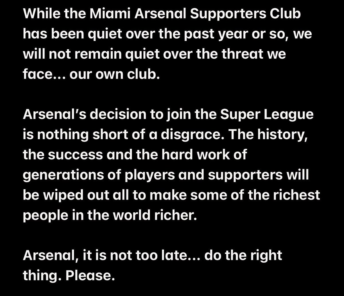 ArsenalMiami's tweet image. #stopthesuperleague