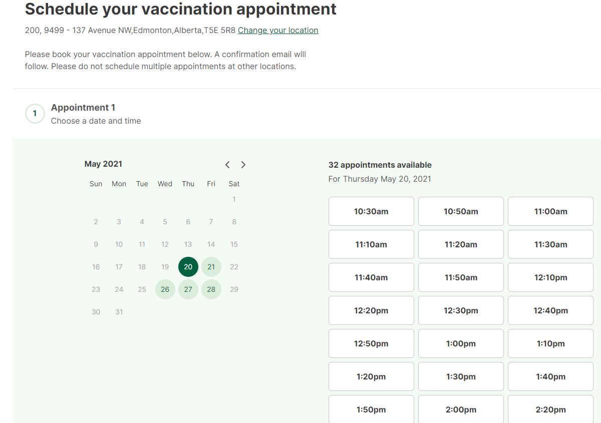 Vaccine Hunters Canada on Twitter "[AB] EDMONTON NW PFIZER vax appts