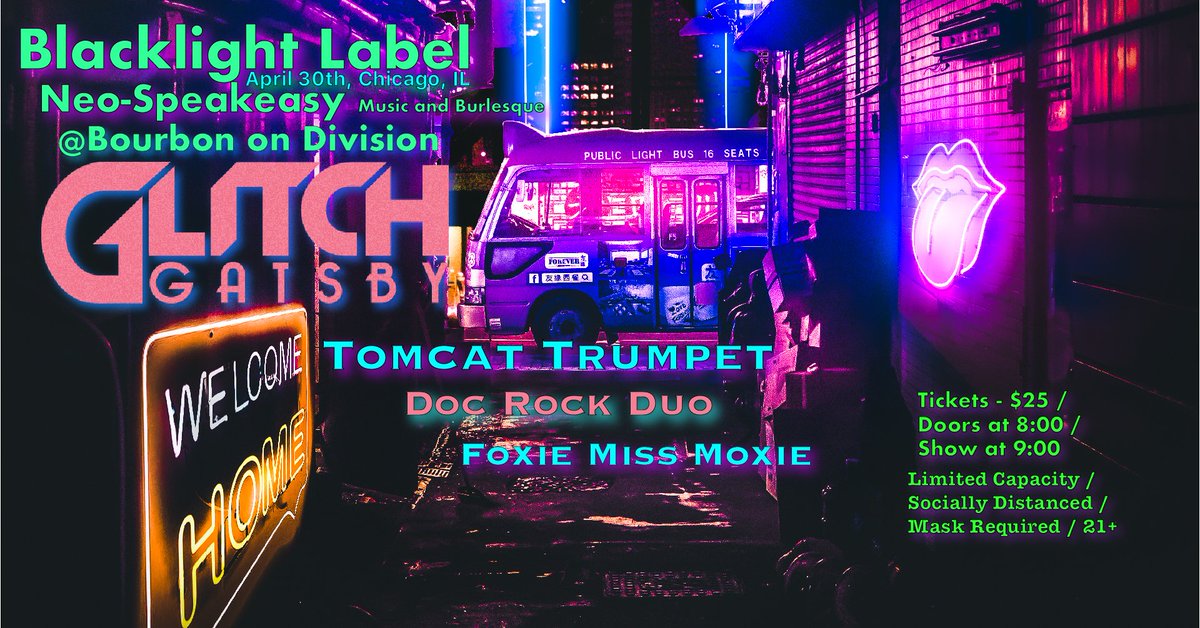 A night of #brass, #burlesque, and #EDM when <a href="/GlitchGatsby/">Sam Baker</a> + <a href="/TomCatTrumpet/">TomCat Trumpet</a> &amp; special guests come to #BourbononDivision in #Chicago on April 30th!
ℹ️ fb.me/e/9ZgTWDkEL
🎫 bllglitchgatsby.eventbrite.com

#BlacklightLabel #NeoSpeakeasy #ElectroSwing #WhatsGoodChicago #SummertimeChi