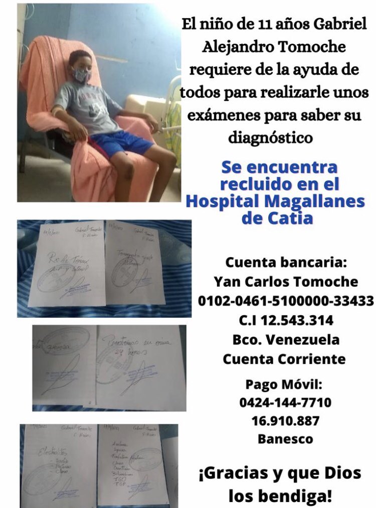 <a href="/MamaLisVzla/">Lisbeth Añez/Mamá Lis</a> Ayudemos por favor a Gabriel no se ha reunido el dinero para los exámenes 😢🙏