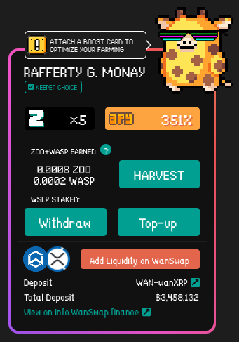 In the week since launching our decentralised $XRP cross-chain bridges: 

🚀 2M+ $XRP tokens on #Wanchain
🚀 Top 3 borrowed asset on <a href="/WanLend/">WanLend</a> 
🚀 $2M+ $XRP liquidity on <a href="/wanswap/">Wanswap, the Cross-chain AMM DEX</a>
🚀 $3M+ in $XRP / $WAN pool on <a href="/ZooFarming/">ZooKeeper - Old Account</a> 
🚀 1 happy Rafferty G. Monay 🦒

Set your $XRP free.