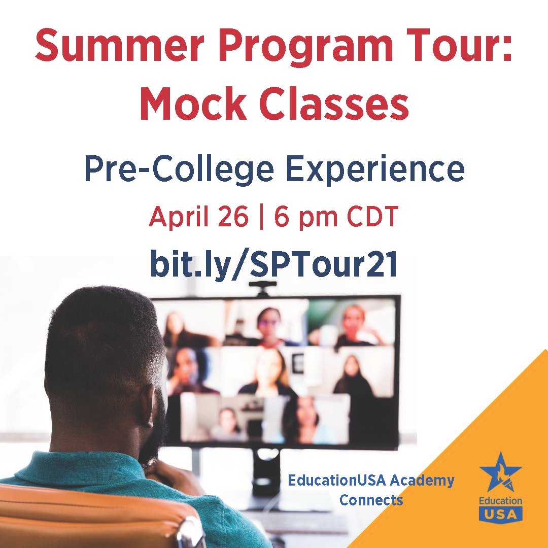 👉🏼Learn about EducationUSA Academy Connects at Diablo Valley College, St. Cloud State U &amp; St. John’s U! 📚A pre-college academic enrichment program for high school students.🔴Intermediate level is required. 📲Registration: bit.ly/SPTour21 #EdUSAathome #SummerProgram