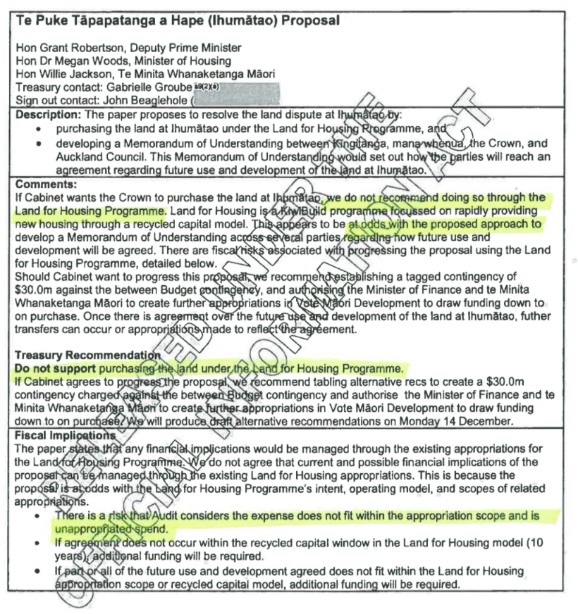<a href="/actparty/">ACT New Zealand</a> uncovered the document showing Grant Robertson was told that purchasing Ihumātao with KiwiBuild money was unlawful. How can the Prime Minister have confidence in a Finance Minister who has knowingly and illegally misappropriated taxpayers’ money?