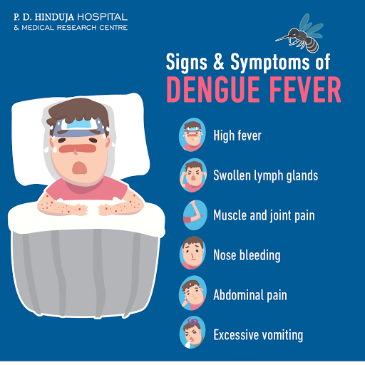 HospitalHinduja's tweet photo. Dengue is a mosquito-borne viral infection caused by Aedes mosquitoes. If someone is infected with one of the dengue viruses, they will develop immunity to that virus for the rest of their life.
Here are few signs & symptoms that can appear if infected.
#DengueProtection #PDHH https://t.co/HZCXvAdCO5