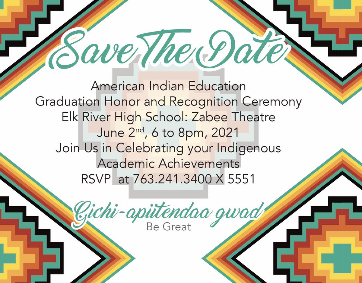 AIEP_ISD728's tweet photo. Attention AIEP senior students and families! 👩🏽‍🎓🧑🏼‍🎓#Classof2021 #SaveTheDate #indigenousgraduation https://t.co/kgz8Tyl40m