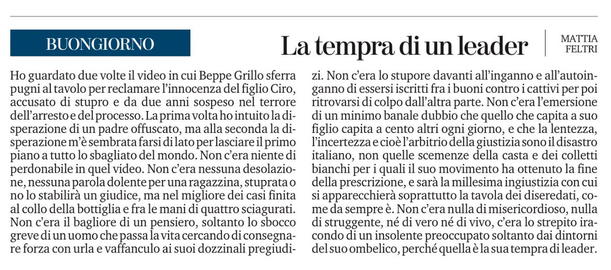 Beppe Grillo e la banalità del male. ⁦<a href="/mattiafeltri/">mattia feltri</a>⁩ @lastampa