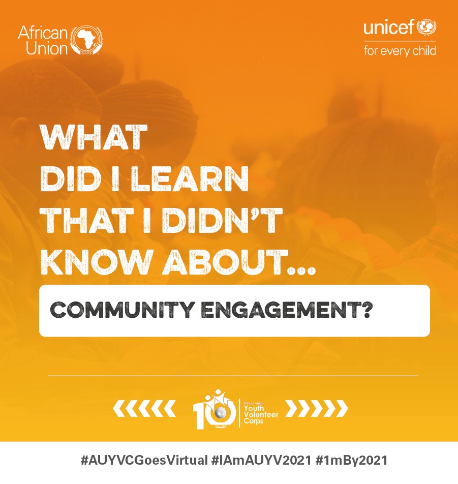 In the process of engaging community towards a change, proposed solutions sh'd come frm community members or give them enough room to tell their stories that contribute in the policy frmation (bottom-up approach) not the other way rnd #1mBy2021
#AUYVCGoesVirtual 
@AUYouthProgram