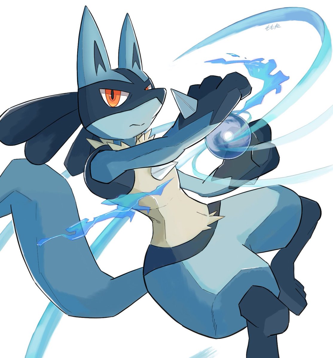 lucario pokemon (creature) solo spikes furry closed mouth yellow fur 1other  illustration images