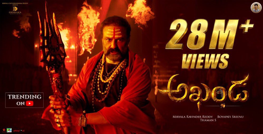 MusicThaman's tweet photo. https://t.co/STvnlB6o5b 

#Akhanda #AkhandaTeaser HITS #28millionforAkhandateaser 

#BB3TitleRoar 🦁 https://t.co/es801lNmVP