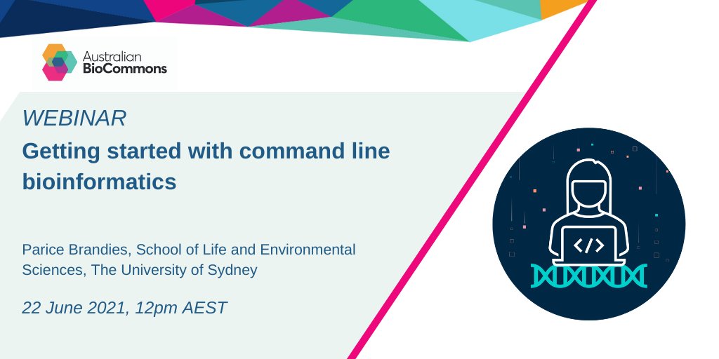 Australian BioCommons (@ausbiocommons) on Twitter photo Step up your #bioinformatics skills and open up new options for #DataAnalysis by using the command line. <a href="/PariceBrandies/">Parice Brandies</a> shares hints and tips for getting started in this free webinar.
12pm AEST 22 June 2021
biocommons.org.au/events/command… Step up your #bioinformatics skills and open up new options for #DataAnalysis by using the command line. <a href="/PariceBrandies/">Parice Brandies</a> shares hints and tips for getting started in this free webinar.
12pm AEST 22 June 2021
biocommons.org.au/events/command…