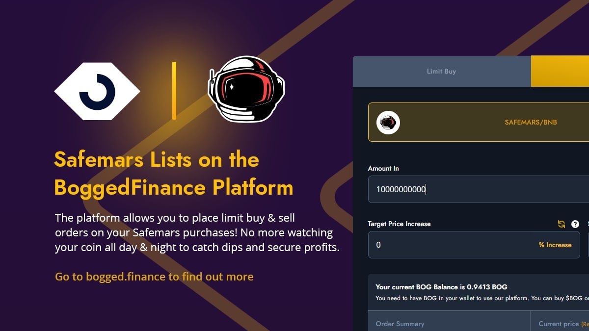 Safemartians's tweet image. We are now live on BoggedFinance 🔥🚀👽

Thank you @bogtools  friends🥳🥰

#safemars #ETH