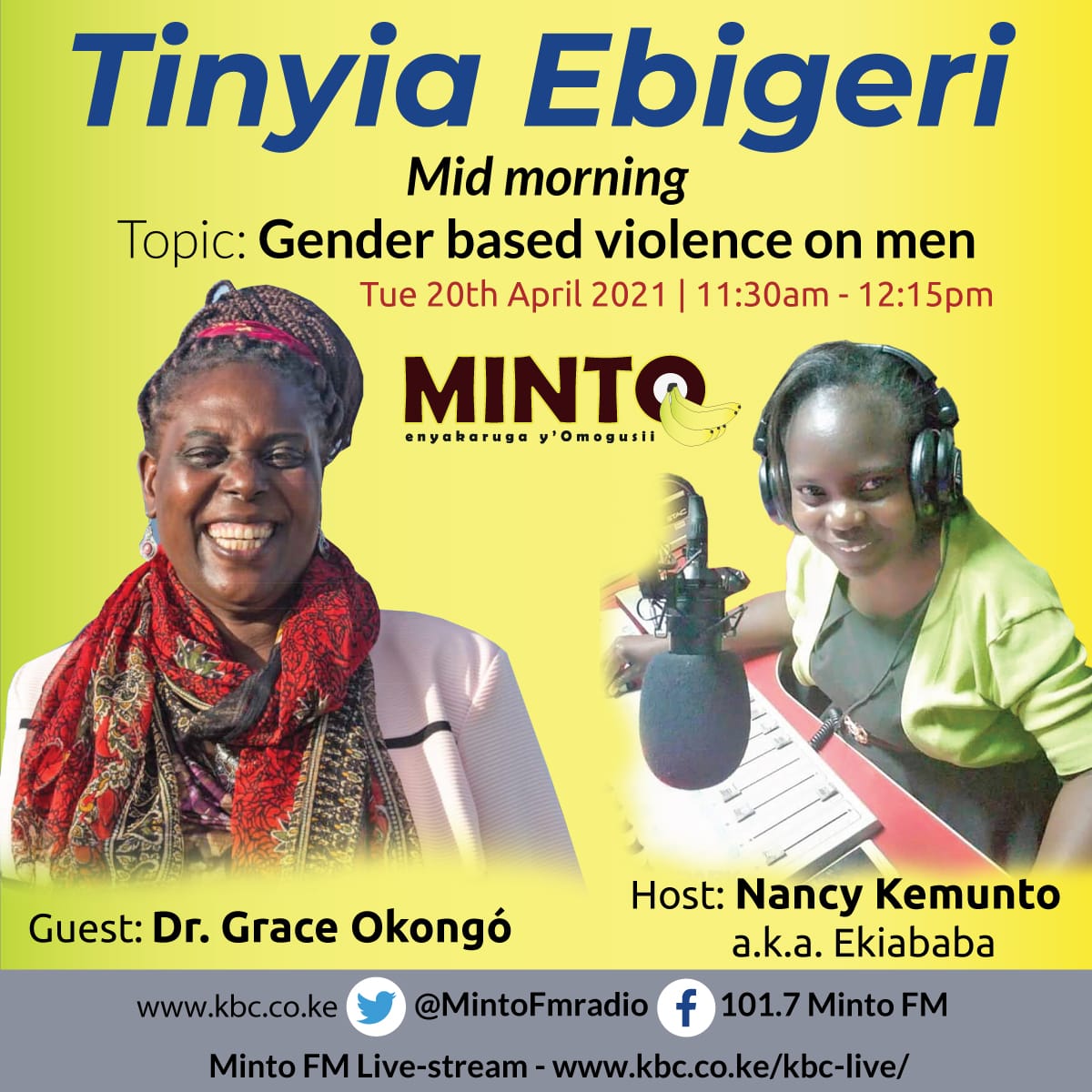 Karibu totinyie ebigeri nainche Ekiababa Nancy Kemunto gochakera 10AM-1PM, rero ase egetinginye ekengaini intobe na Dr. Grace Okong'o ase aratomanyi igoro y'ogochandu ao ao kwa abagaka.
#Ebigeri.