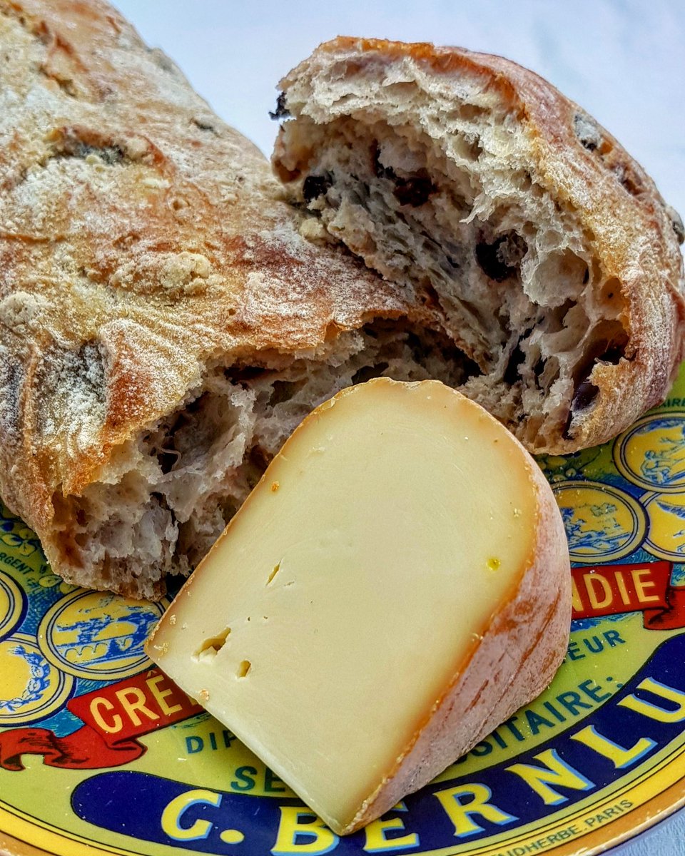 Sun is out &amp; we have cheese! This award winning cheese from Bath, The Merry Wyfe, has an edible rind washed in cider every other day using organic apples from the farm, yum! Rich &amp; creamy in texture, it's organic, pasteurised and vegetarian.  Maybe one for our picnic boxes 🙂