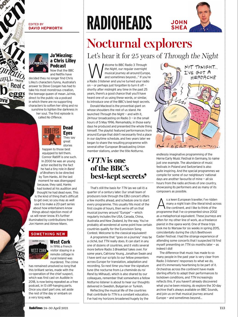 johnshea63's tweet image. Letโs hear it for 25 years of @BBCRadio3 Through the Night! Weโre a quarter of a century old on 5th May. Thank you @radiotimes for publishing my account of the programme Iโve co-presented for 19 of those years. And if you havenโt already discovered us... bbc.co.uk/programmes/b00โฆ