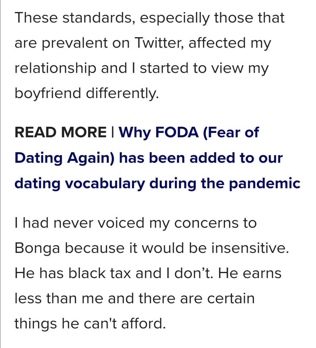 A story of someone who left her boyfriend because of Twitter standards. Your thoughts?