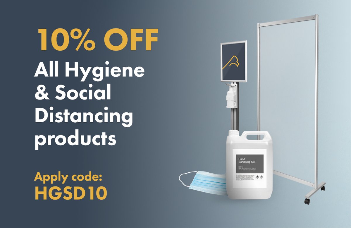 SilverbackVis's tweet image. Deal of the Week! 

10% off all Hygiene &amp;amp; Social Distancing products when you apply this code at the checkout: HGSD10

bit.ly/38FsHws 

#silverbackvisual #socialdistancing #hygiene #dealoftheweek