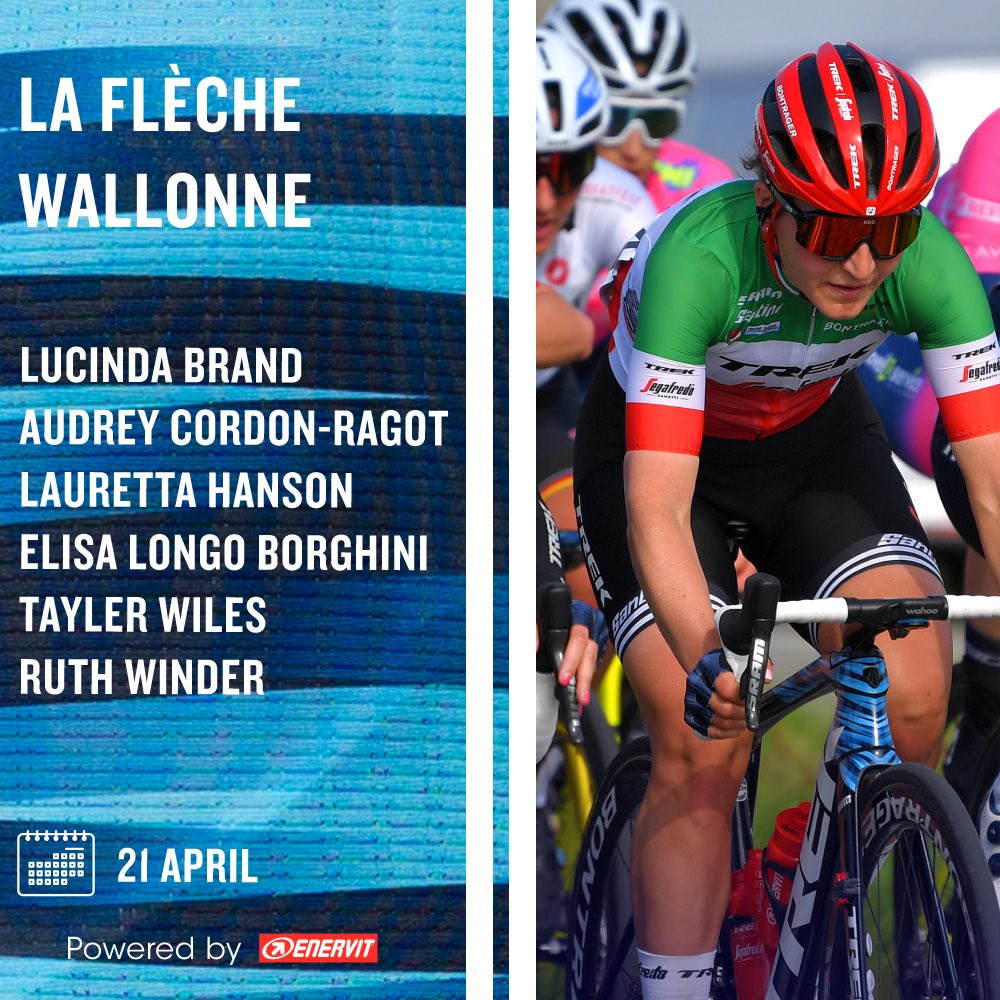 LidlTrek's tweet photo. Tomorrow 🔜 @flechewallonne 

Our team for #FWwomen remains unchanged from #AGRwomen 👊

@NiklasEg &amp; @juanpelopez97 join our #FlecheWallonne men’s line-up 👋 https://t.co/wLOiTI8amw