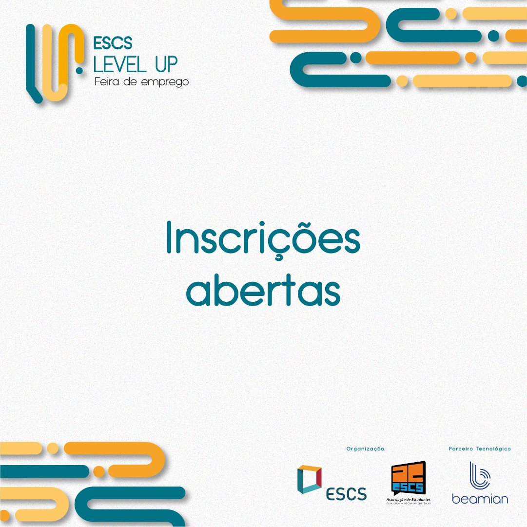 ESCS's tweet image. 📢 Já se encontram abertas as inscrições para a 1.ª edição da Feira de Emprego #ESCSLevelUp, que se realizará no dia 28 de abril. 📢 • 📌 Fica a par de todos os detalhes da feira: bit.ly/3gnPAt4