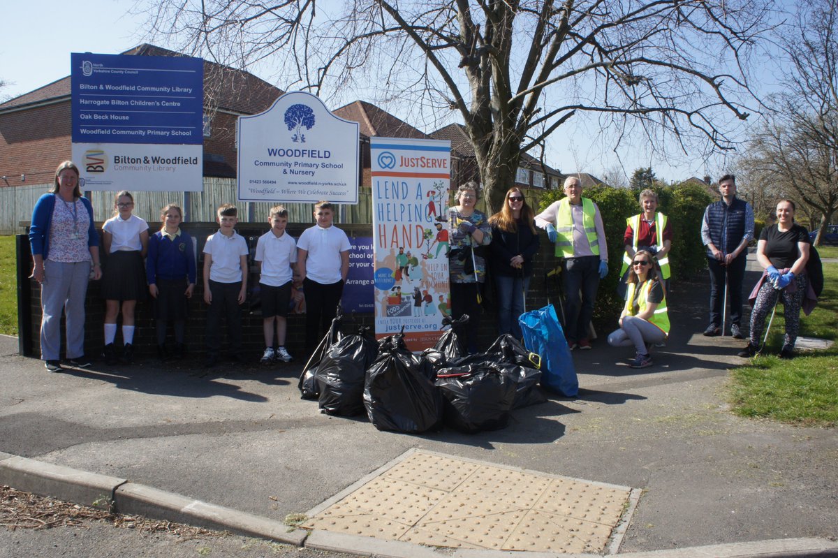 Class 3 joined some volunteers from our local community in a #litterpick. It was organised through JustServe.org. Lots of rubbish was collected by all our school's playing field and the local community playing fields are now ready to be enjoyed by all! #Harrogate