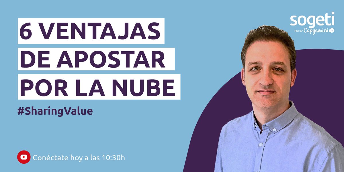 SogetiSpain's tweet image. La #nube☁️ será la protagonista del #SharingValue que comienza en 15´. Aprovecha este ratito para tomarte un café☕ y descubre por qué apostar por ella y los beneficios que tiene.
📺 bit.ly/2RPU3Yo
¡Te esperamos!
#cloud #SogetiValueMakers