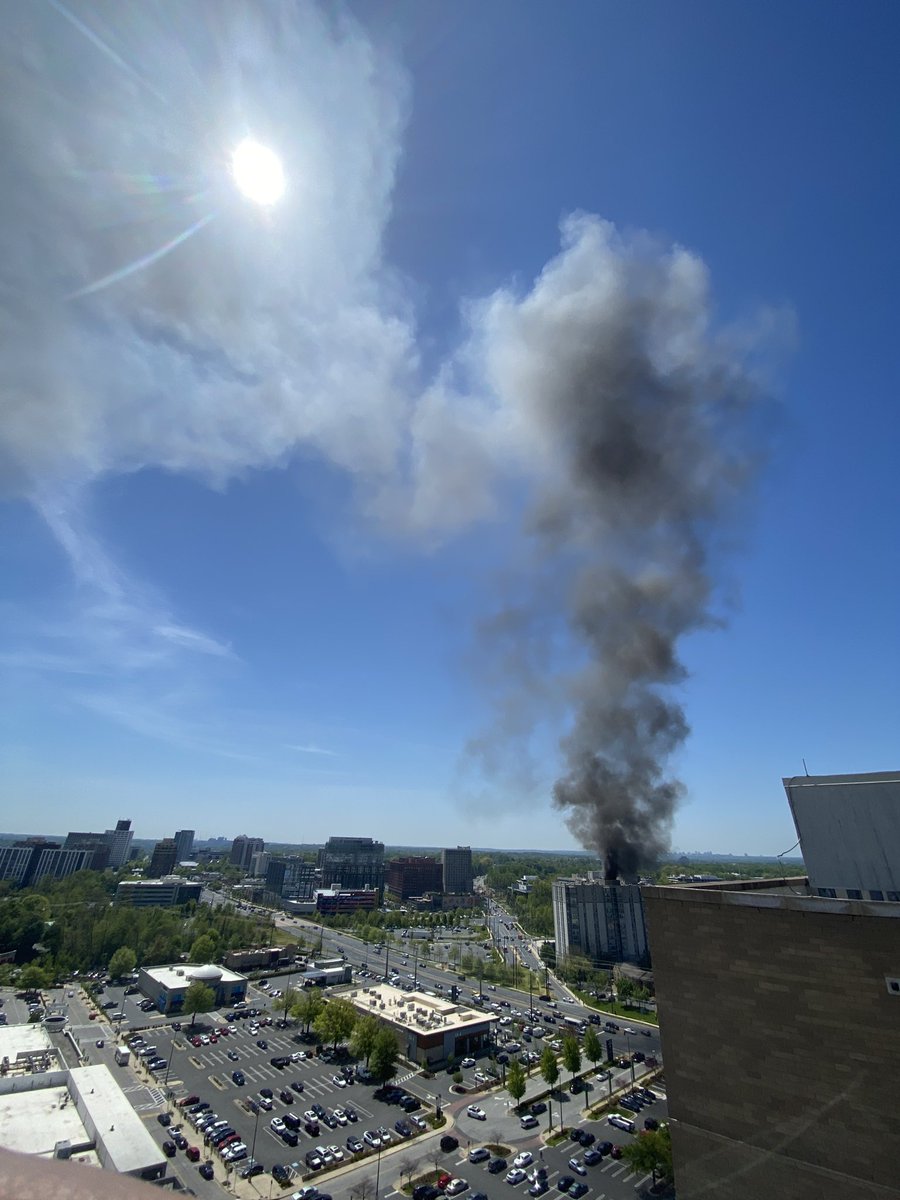 Here are four still photos I took of today& #39;s two-alarm fire at the Monterey Apartments.