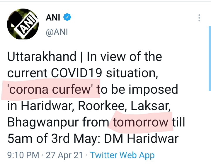 imMAK02's tweet photo. Pic 1 : Today was last day of "Shahi Snan" at Kumbh Mela.

Pic 2 : From Tomorrow "Corona Curfew" will be imposed in Haridwar.

#Resign_PM_Modi https://t.co/nsv9MaQdFi