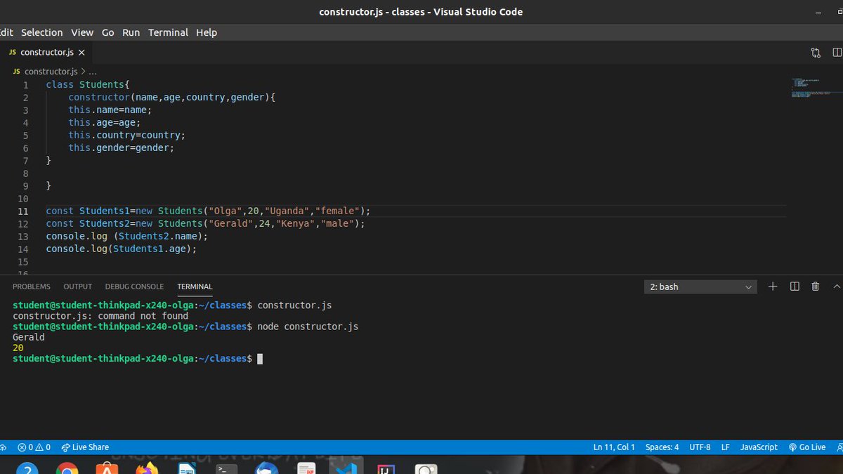 AkelloOlga's tweet photo. Day 21/100 days of code #Did classes in javascript
#CodeHive2021
#wommenintech https://t.co/Fzw95Ge8RV