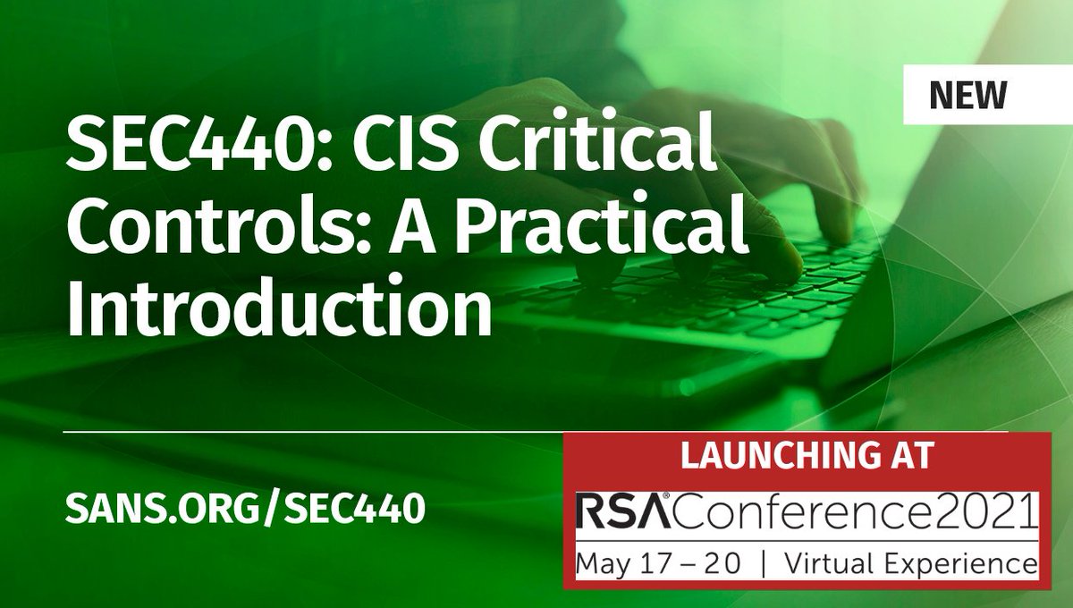secleadership's tweet image. With the NEW #CISControls v8 launching in May, @isaudit @KelliTarala have done a big update to #SEC440 to teach the NEW #criticalsecuritycontrols. 

This NEW 2-day course is launching at @RSAsecurity global conference in May. Learn more here: sans.org/u/1cYy