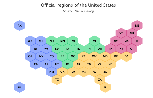 Highcharts's tweet image. Clever! A US map using a hexagon shape to represent the states. 
highcharts.com/demo/maps/hone…
#dataviz #javascript #usmap