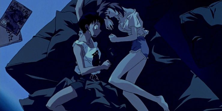 "End of EVA" is about the conservationist Shinji Ikari's relationship with the pilot. At one point they have a form of sex: "I know all about your little jerk-off fantasies about me. Go ahead, I'll even stand here & watch"This is precisely what the pilot says in Hideki Anno's f