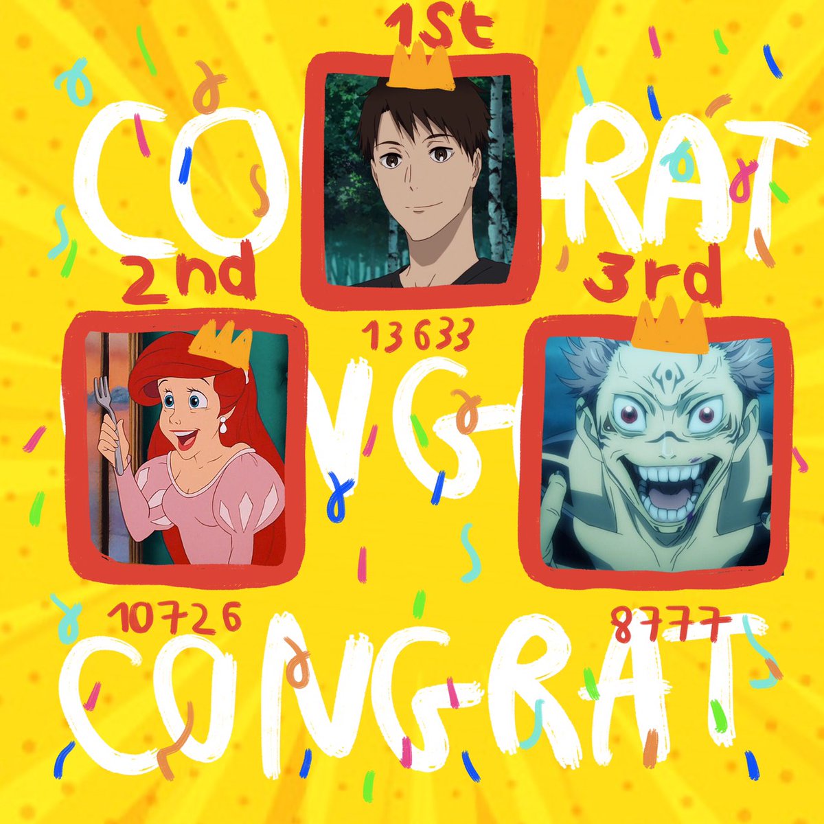 LesterStallion's tweet image. จากการสอบปลายภาคที่ผ่านมา นักเรียนที่ทำคะแนนสูงสุดควรได้รับการชื่นชม 

ไฮจิที่ได้รับคะแนนสูงสุดจะได้รับเครื่องดื่มเกลือแร่ตลอดชีวิต แอเรียลจะได้ชุดส้อมเกรดพรีเมียมให้เธอหวีผมได้มากตามต้องการ และสุคุนะจะได้ยาสีฟันกับแปรงสีฟันสองรถบรรทุกเพื่อรักษารอยยิ้มที่สวยงามของเขาตลอดไป