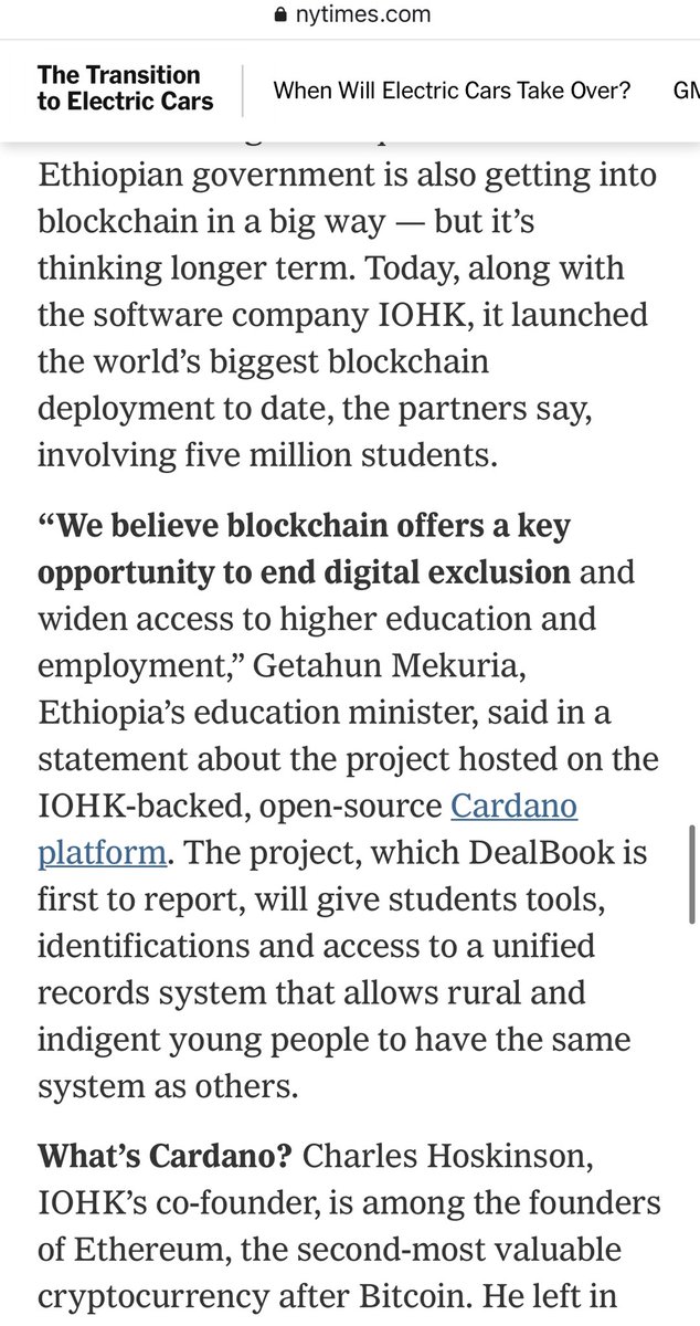 United_Stakes's tweet photo. Anyone see NYT's @dealbook this morning?!!? @IOHK_Charles on #ethiopia #cardano #blockchain

https://t.co/gdCmHDlrgP https://t.co/U2J7u1MWNy