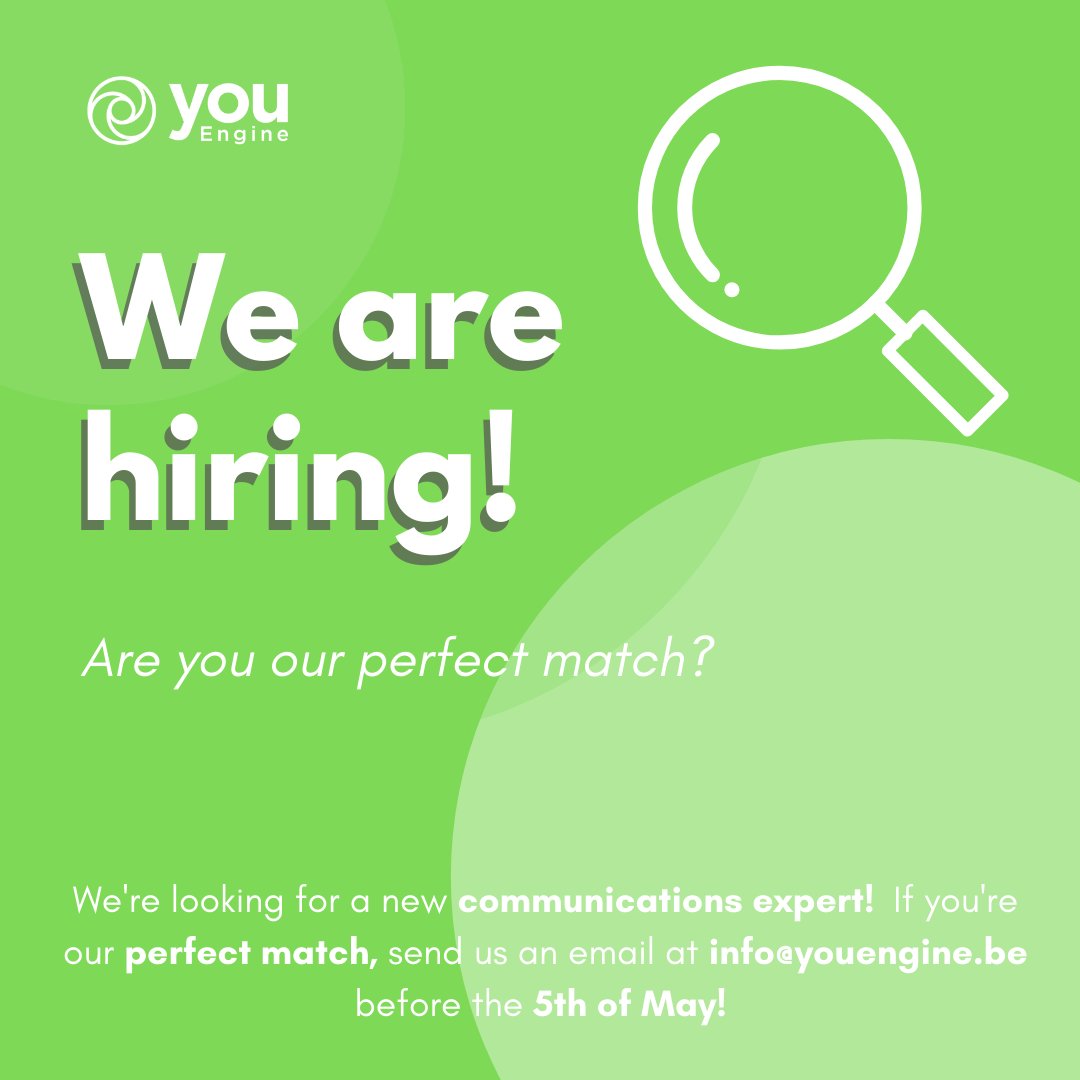 youEngineBE's tweet image. 📢 youEngine is hiring a COMMUNICATIONS EXPERT 📢

Are you the real deal when it comes to planning and multitasking? Do you love PR, project management and social media? Then we've got the job for you! 
Read more on our website: youengine.be/account-execut…! #jobs #pr #social