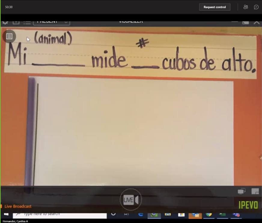 LileanaLedezma's tweet photo. "OraciΓ³n de apoyo": A great way to have Ss use #CompleteSentences and #ContentSpecificVocabulary! LSRW happening RIGHT NOW in a Kindergarten dual language #hybrid classroom! #NABE2021 https://t.co/j5NLXPNhwq