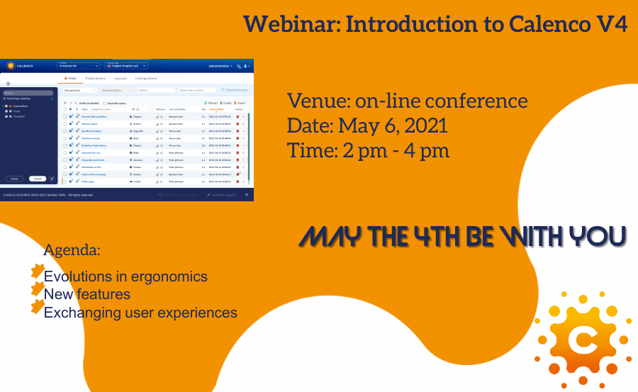 NeoDocCalenco's tweet photo. The contents management under #Calenco becomes simply easy and much more intuitive and comfortable.

Do you know why?

You are welcome to attend our #webinar: Introduction to Calenco new version.

Register here: https://t.co/9QNp3Ycj3I

#Documentation4_0 #translation #writing https://t.co/J1FHZeDwLs