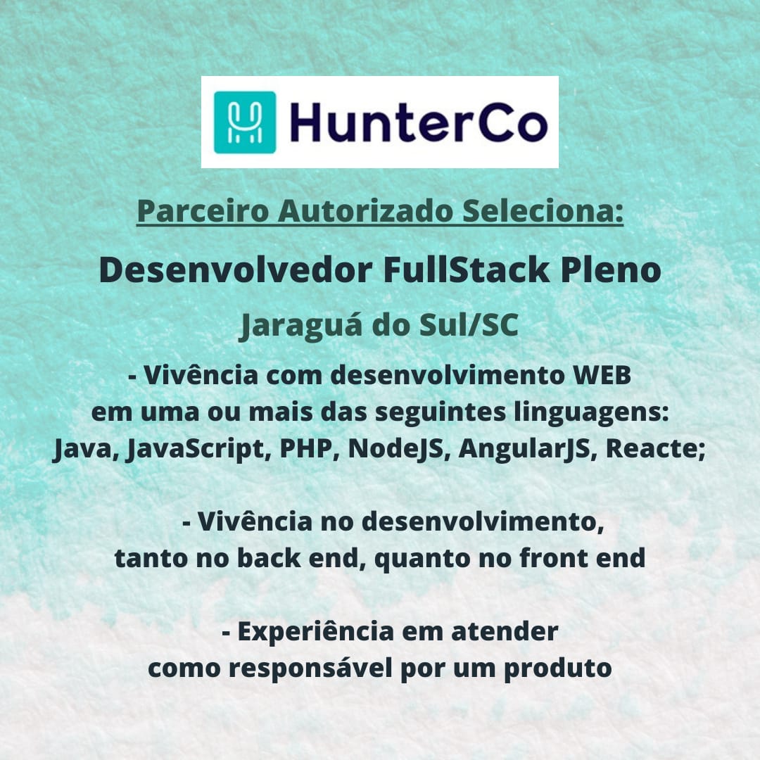 jananessi1985's tweet image. #contratando
Para mais informações ou se candidatar a vaga:
vagas.hunterco.com.br/job/60660750f4…
#desenvolvedores #desenvolvedorjava #java #javascript #angularjs #nodejs #php #reactjs #jaraguadosul #joinville #developer