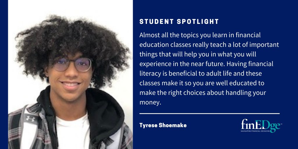 FinEdInitiative's tweet photo. Does #financialeducation matter to students? 💯 Tyrese shares how #FinEd is helping him prepare for the future. #FinancialLiteracyMonth https://t.co/buopRFqLEw