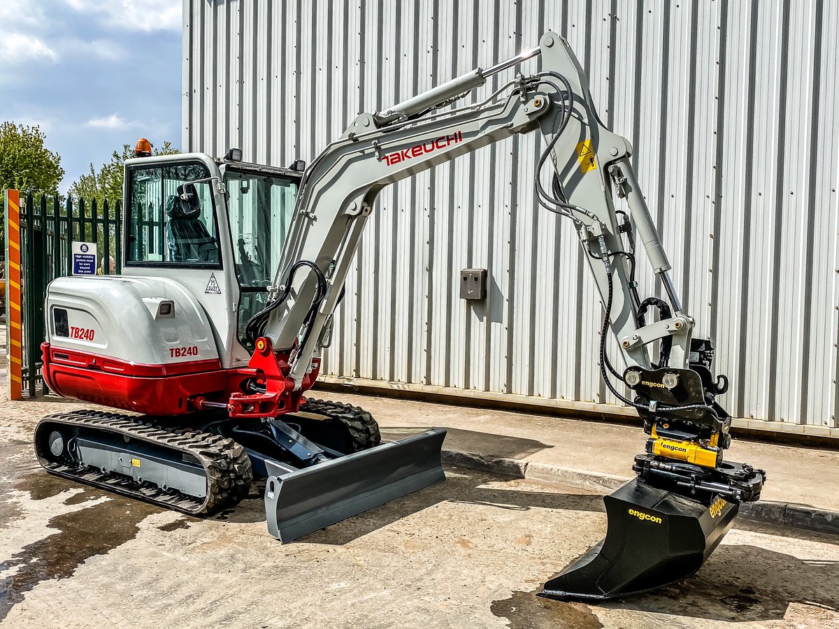 Brand new @Takeuchiuk TB240 fitted with @engcon_uk tiltrotator  what a great combination #takeuchi #excavator #engcon #construction #plant #cbl