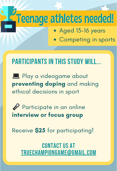 My research team is looking for 13-16 yo athletes to participate in a study. Please pass it on and reach out if you have eligible kids!