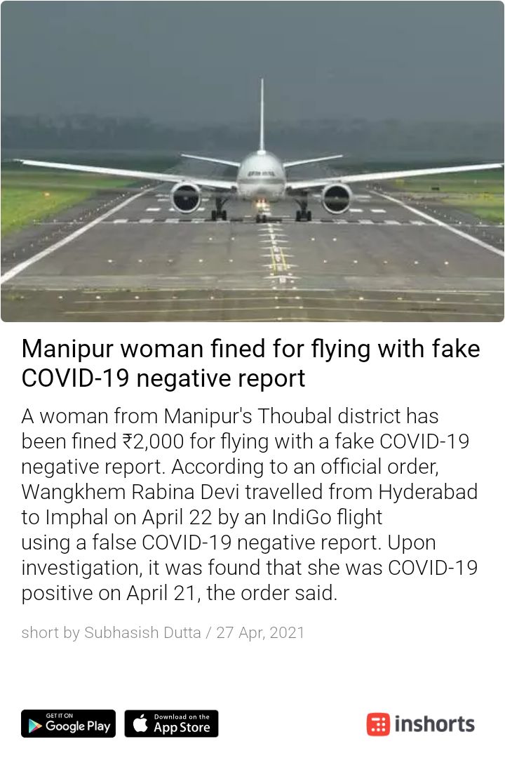 NileshShah68's tweet image. Only Rs 2000 fine for wrong declaration on Covid 19 and endangering life of others. 
Fine should act as a deterrence. In this case it might act as an incentive. 
shrts.in/eJsL