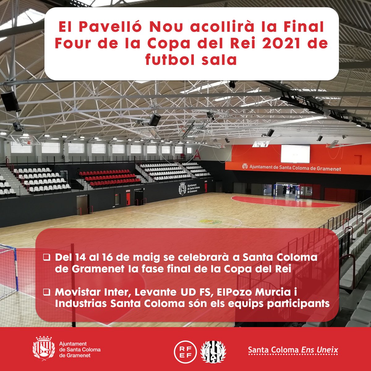 Una gran notícia per a #santacoloma la Final Four de #CopadelReyFutsal es farà al recent remodelat Pavelló Nou <a href="/PetryJimenez/">Petry Jiménez 22.896</a> <a href="/nademe8/">daniel salgado</a>