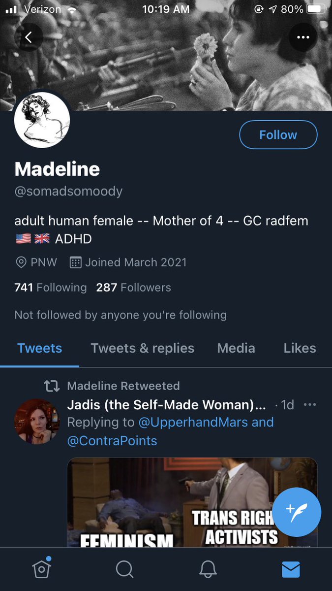 ADULT HUMAN FEMALEYEAH I LOVE DESCRIBING MYSELF LIKE A SCIENTIFIC TEST SUBJECT. WOOOOO FEMINISM AM I RIGHT https://twitter.com/somadsomo...
