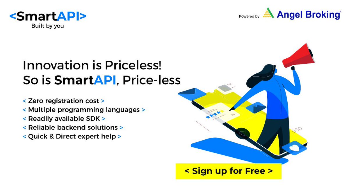 AngelOne's tweet image. Smart and reliable trading solutions are now price-less with #SmartAPI!
So, what are you waiting for? Sign up now and get started: bit.ly/3vZ1nDj
#AngelBroking