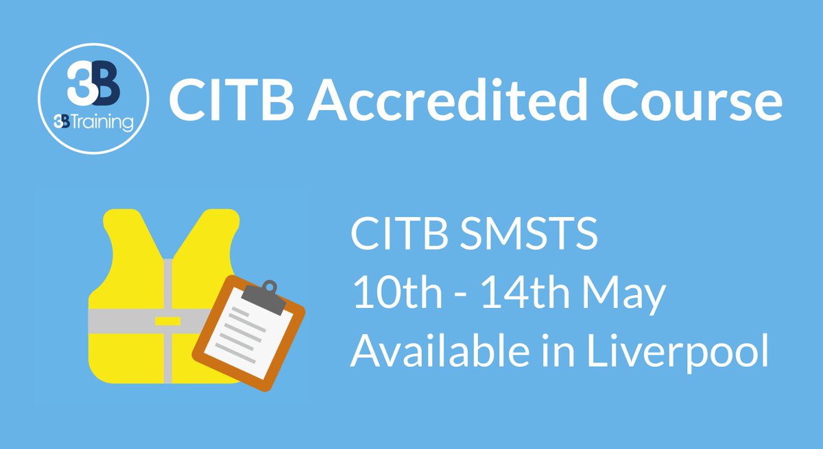 3BTraining's tweet image. 📝 CITB SMSTS available in Liverpool 

🛒 Book your place online here 
👉 ow.ly/2wT250EyM83

#citbsmsts #sitemanager #citbcourse #healthandsafety
